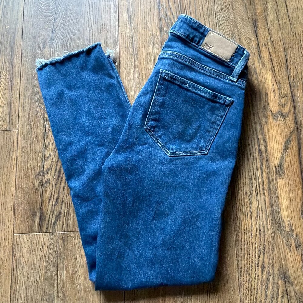 PAIGE Skyline Skinny Crop Jeans – Medium/Dark Wash, Size 25